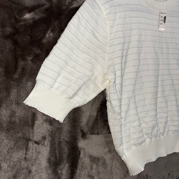 Madewell Women's Pullover Sweater Size M Off White Knit Short Sleeve‎ Top - Picture 4 of 11
